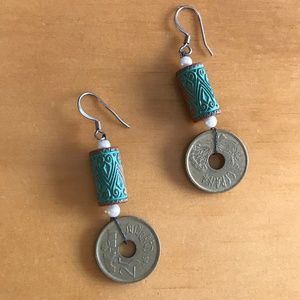 Artsy coin dangle earrings